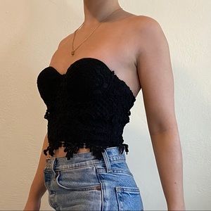 Cropped lacy bustier
